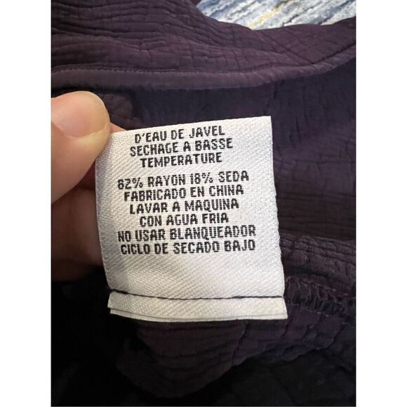 Eileen Fisher Blazer jacket Purple Deep Plum Textured Silk open front size M - Picture 6 of 9